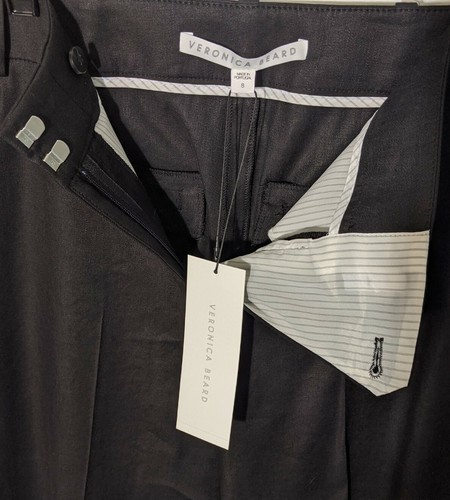 sz 4 NWT VERONICA BEARD Pants MARTIN Linen Trousers Cropped BLACK womens SUMMER - Picture 9 of 10