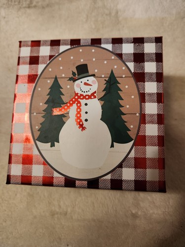 SET OF 3 Christmas Holiday Square Hard Cardboard Nesting Gift Boxes W/Lids - Picture 2 of 13
