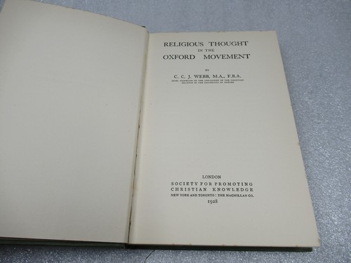 1928 Religiöses Denken in der Oxford-Bewegung - C C J Webb - 1. Auflage HB-DJ - Bild 6 von 8