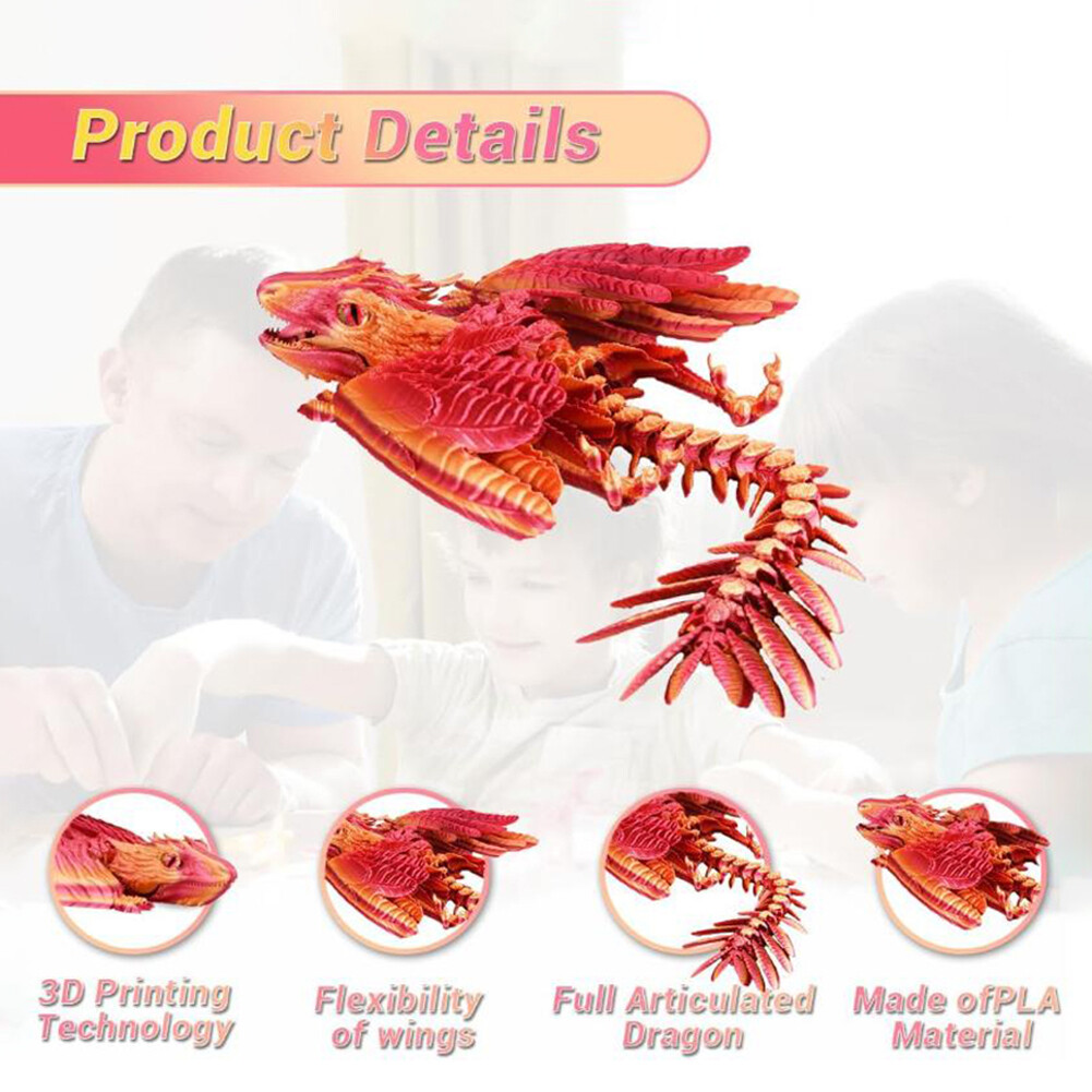 3D Pinted Pteosau Statue - Flexible Joints, Aticulated