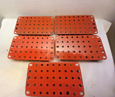 Gilbert Erector Set Part 46 : 5 x 9 Hole Red Metal Base Plates: Lot of 5