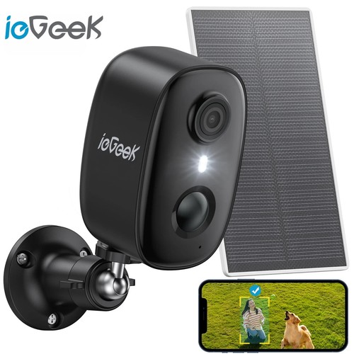ieGeek 2K Solar Überwachungskamera Außen WiFi, Farb Nachtsicht, AI Motion
