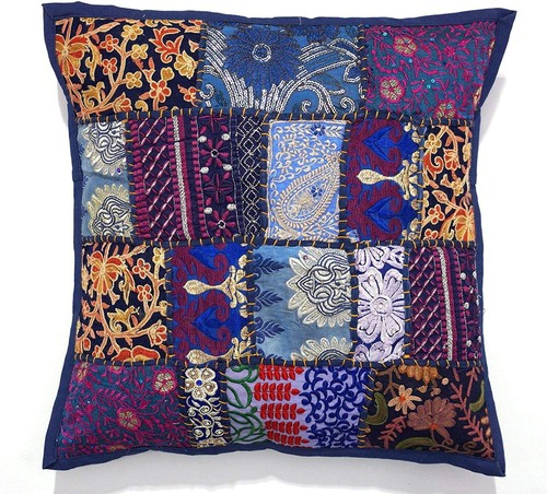 5 PC Blue Khambadiya Patchwork Pillow Cover Cushion Throw Vintage Sofa Décor - Picture 5 of 6
