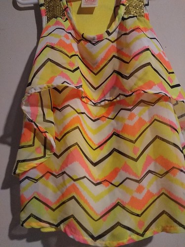 Faded Glory-Bright-Yellow-Sequined-Sleeveless-Youth- Sheer-Layered-Top - Picture 6 of 11