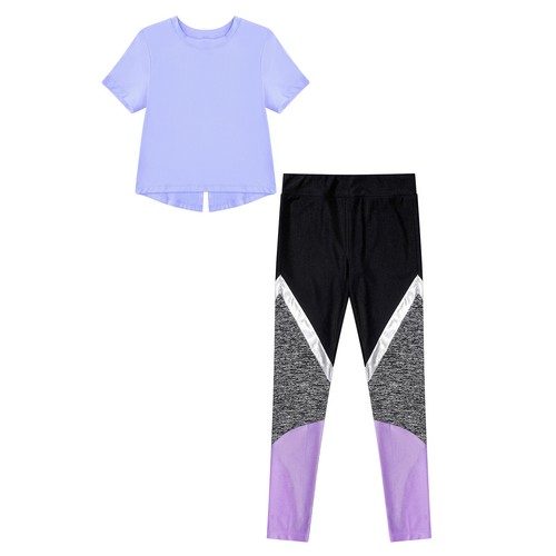 Girls Activewear Sports Tracksuits Kids Outfits Exercise Uniform 2 Piece Pants - Picture 16 of 33