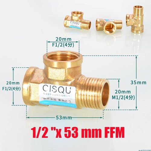 T-Stück 3/4" 1/2" Innen-Außengewinde Messing Druckluft Wass Sanitär Fitting - Picture 19 of 32