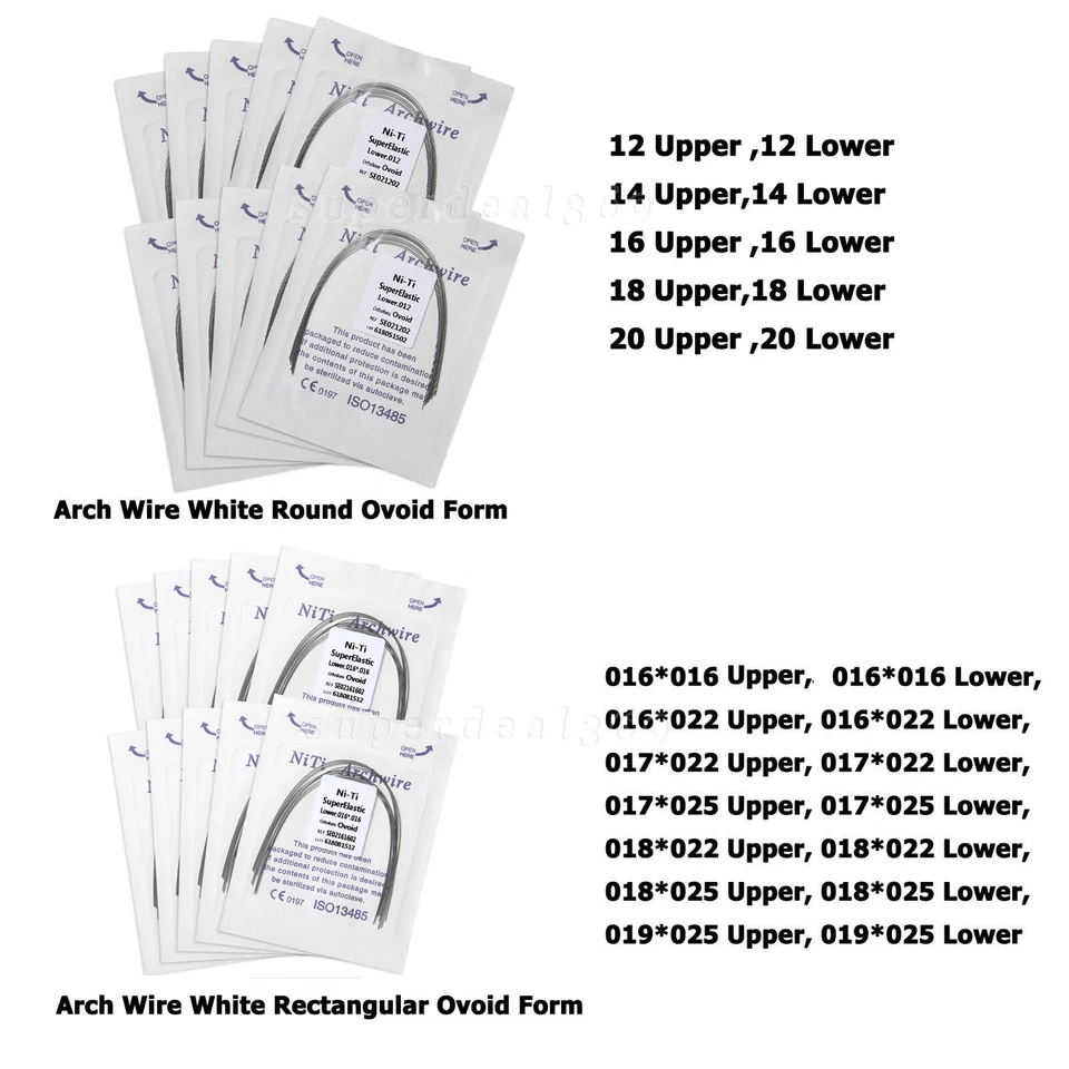 NITI ARCHWIRE Alambre para Arco de Ortodoncia Dental Super Elástico Niti Redondo / Rectangular