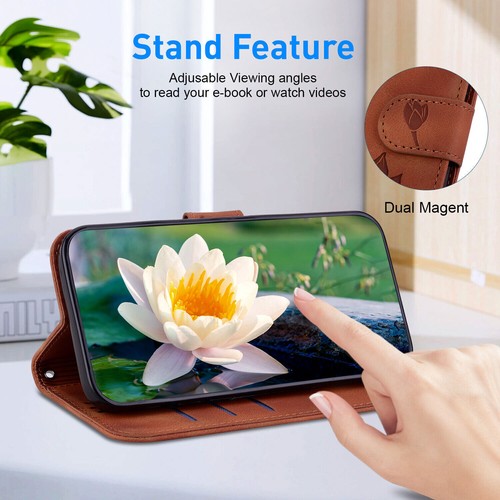 Luxury Lotus Leather Wallet Cover Case For 11 12 13 14 15 16 Pro Max XS XR 7 8 - Picture 6 of 14
