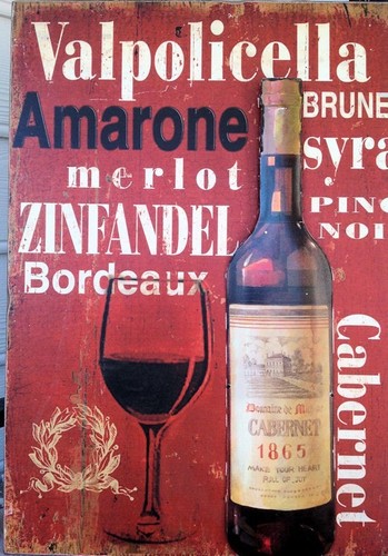 Insegna Rustica Legno Blendz Anticato Wall Art Rosso Valpolicella Merlot Amante del Vino - Foto 4 di 8