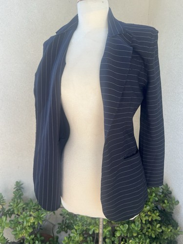 Norma Kamali Avantgarde Blazer Jacke schwarz gestreift Stretch Gr. 4 - Bild 12 von 13
