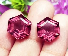 Nartural Rhodolite 8 To 10 Ct Certified Loose gemstone Hexagon Pair H264