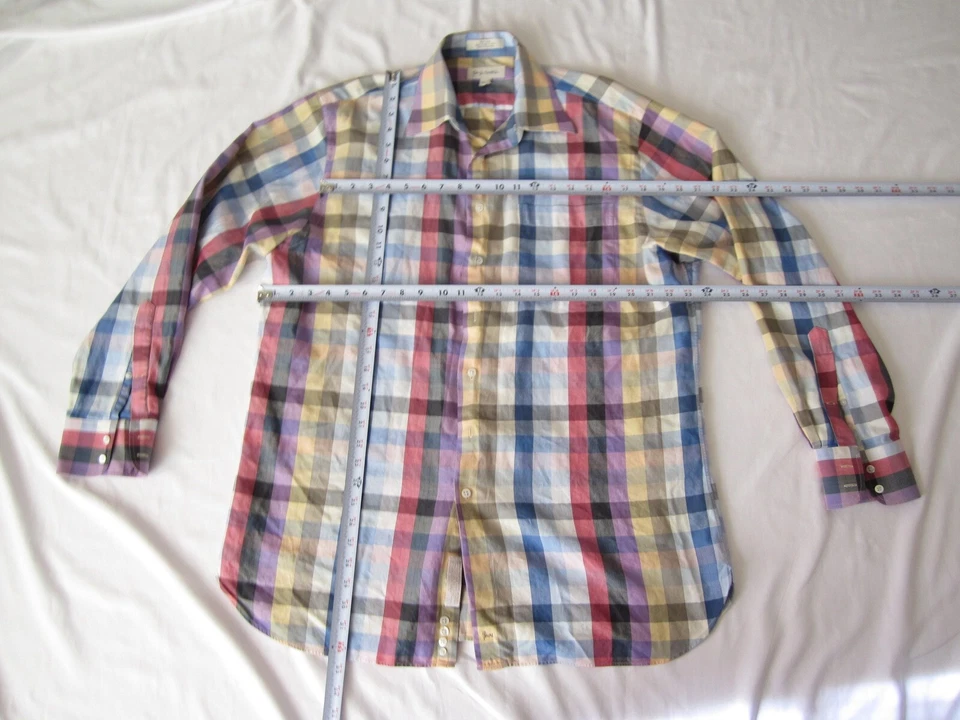 Men's John W Nordstrom Plaid Button Cotton Long Sleeve Shirt Sz 16.5-35 (MT459) - Image 4 of 4