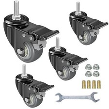 2 Inch Swivel Caster Wheels Set of 4, Metric M8-1.25 Threaded stem(Bolt Diame...
