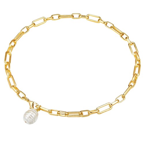 luluandjane Damen Perlen-Kette Metall-Legierung Muschelkernperle 42,5 cm - Bild 2 von 4