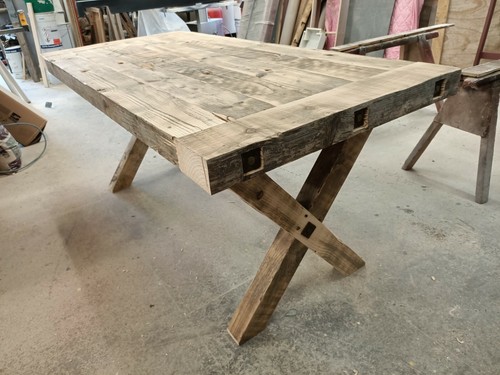 Rustic Reclaimed Pine Farmhouse Dining Kitchen Table - Picture 9 of 18