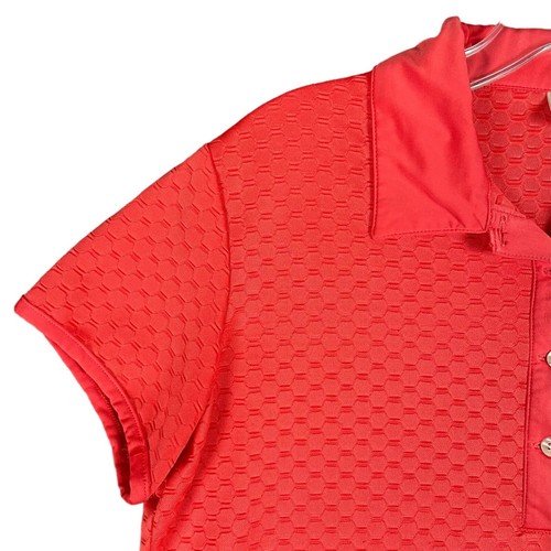 Nike Sphere Dry Polo Top Womens Size L Pink Textured Athletic Fitted Activewear - Picture 3 of 14