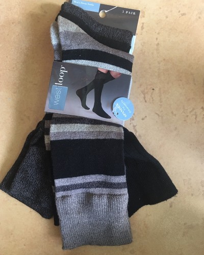 West Loop Mens Crew Dress Socks Size 6-12 3 pairs. Free Ship.
