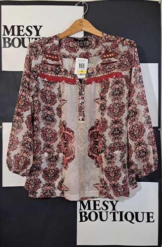 Style Co Womens Blouse T-Shirt Multicolor flower print sequin Decoration PM