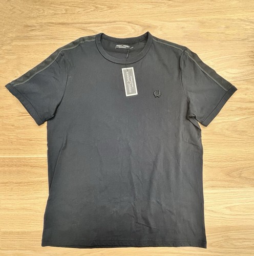 New With Tags Fred Perry Shirt Men Black Taped Ringer Crewneck Logo Short Sleeve - Picture 5 of 5