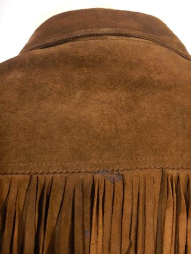 Vintage 50s 60s Mountain Man Western Brown Suede Fringe Jacket Size MEDIUM - Picture 5 of 11