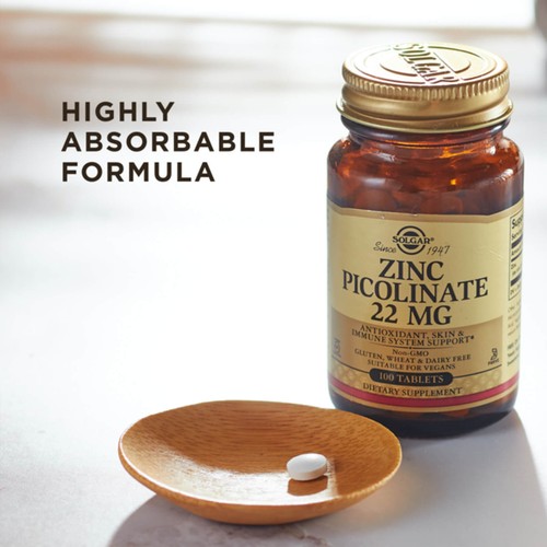 Solgar Zinc Picolinate 22 mg 100 Tablets - Picture 3 of 4