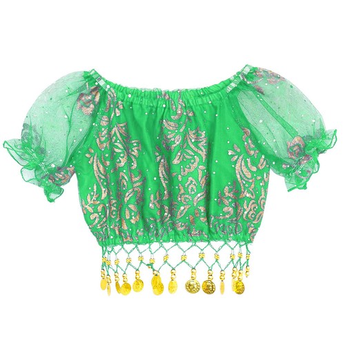 Kinder Mädchen Verkleiden Karneval bauchfreies Oberteil mit Rock Spiel Outfit Tanz indischer Bauch - Bild 23 von 38