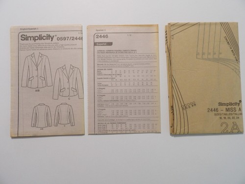 Simplicity 0597 Misses Lined Jacket w/Pieces for A, B or C Cup Sizes 16-24 Uncut - Picture 2 of 3
