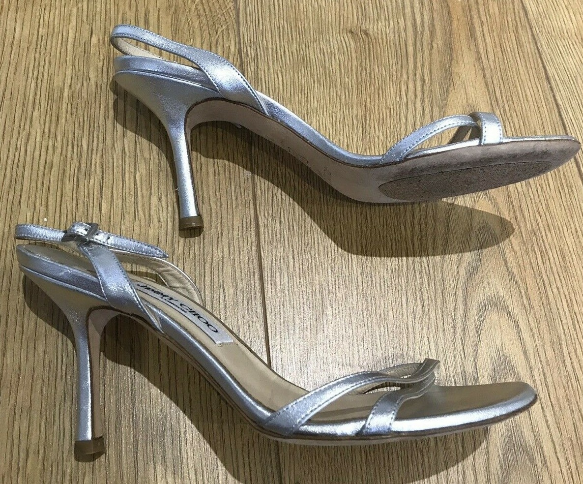 Silver Jimmy Choo London Designer High High High Heeled Sandals, Size 38.5 1a4deb Silver Jimmy Choo London Designer High High High Heeled Sandals, Size 38.5 1a4deb