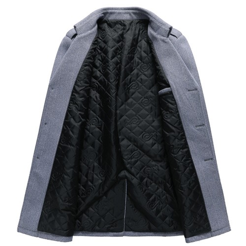 Tweed Herringbone Men Long Overcoat Wool Blend Coat Regular Fit Business Wedding - Picture 38 of 47