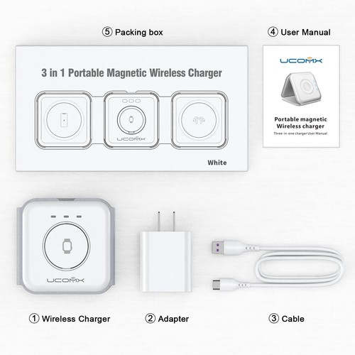 3 in 1 wireless charger Charging Station Dock Foldable For iPhone Watch AirPods - Picture 2 of 12