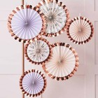 Rose Gold Floral Fan High Tea Party Decorations 6pk Girls Birthday Mothers Day