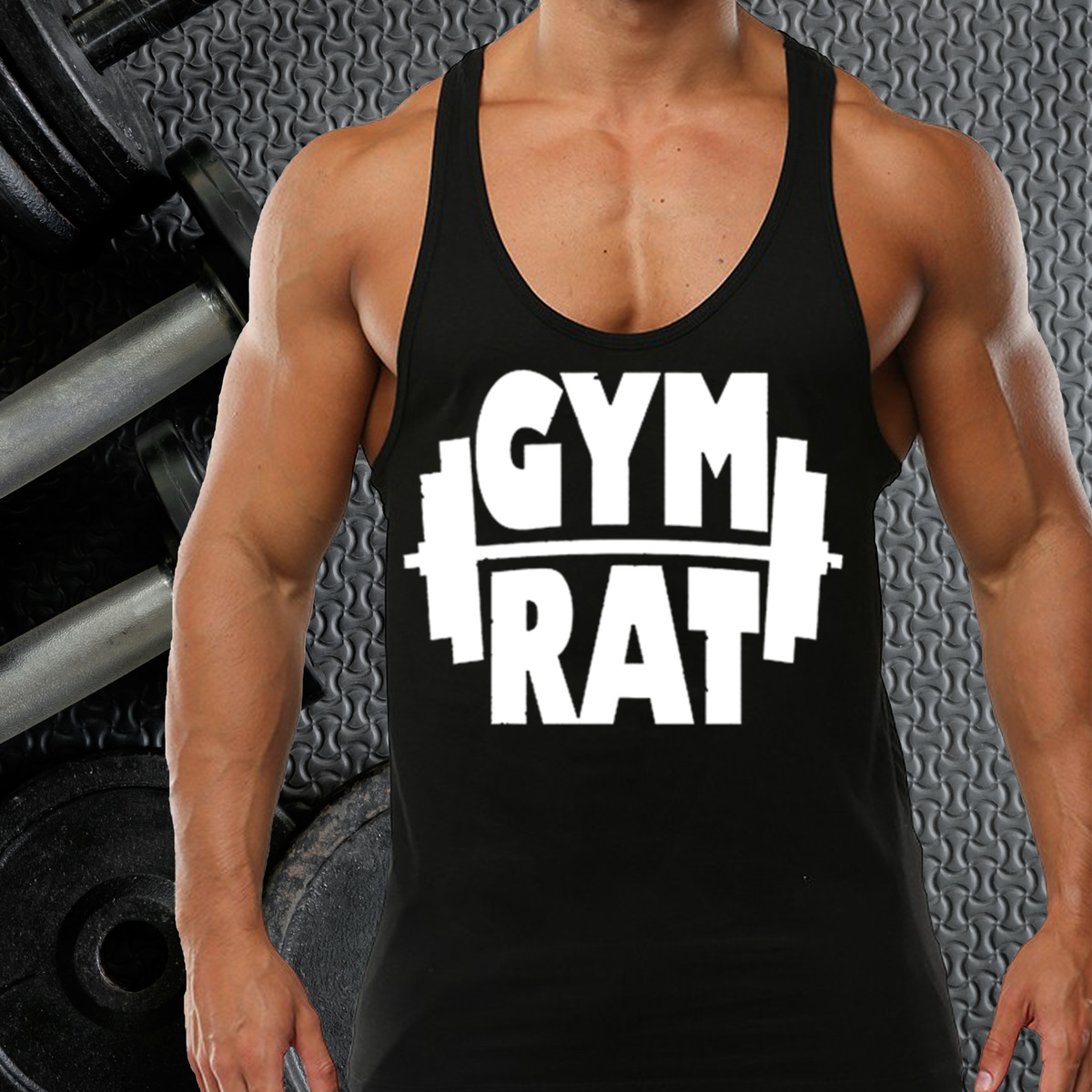 GYM RAT GYM VEST STRINGER BODYBUILDING MUSCLE TRAINING TOP FITNESS