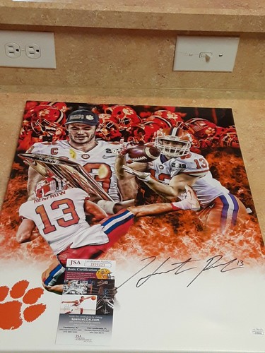 Tela personalizzata firmata Hunter Renfrow Clemson Tigers 16x20 Oakland Raiders NFL JSA - Foto 4 di 5