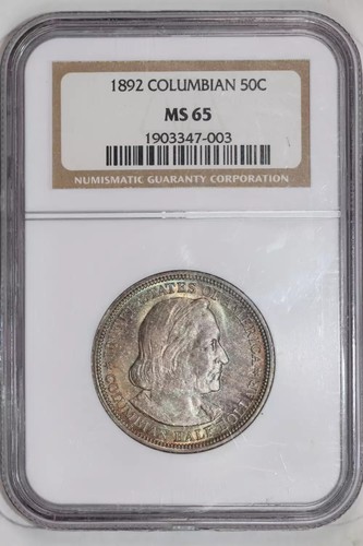 1892 COLUMBIAN SILVER COMMEMORATIVE HALF DOLLAR NGC MS65 - Picture 1 of 2