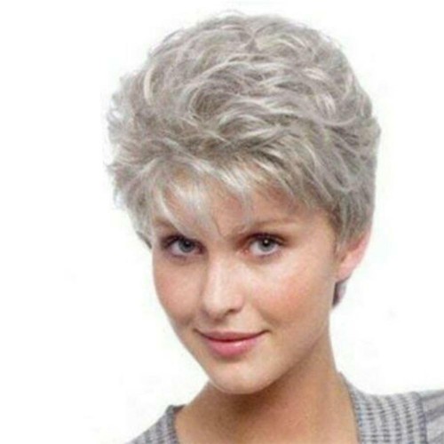1x Fashion Ladies Wigs Women's Wig Short Silver Grey Z4G4 Hair D5S9 N9H9 A6C3 - Picture 4 of 10
