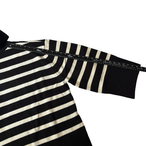 WEWOREWHAT Sweater L/XL Oversized Striped Turtleneck Jumper Pullover Black - Picture 5 of 6