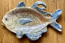 Home Goods Brown Blue Studio Pottery Fish Soap Dish NEW