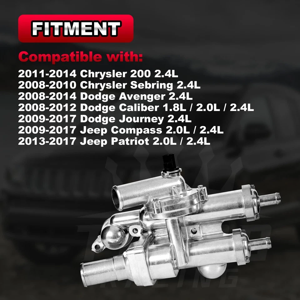 Aluminum Thermostat Housing Assembly for 07-12 Dodge Caliber 07-17 Jeep Compass - Изображение 2 из 4