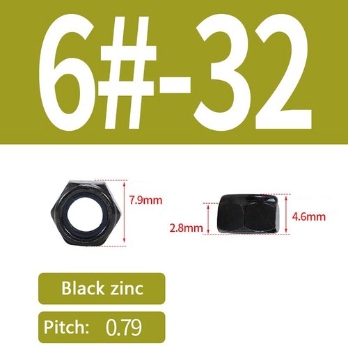 Hex Nylon Insert Lock Nut White Zinc/Black Zinc UNC 4# 5# 6# 8# 10# 1/4 5/16 3/8 - Picture 8 of 20