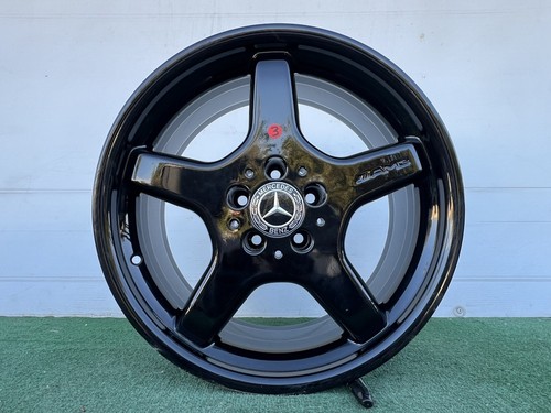 MERCEDES BENZ AMG R230 SL500 SL550 18" GENUINE OEM GLOSS BLACK WHEELS RIMS SET - Picture 7 of 12