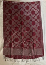 Pashmina Rectangle Scarf Wrap Shawl Red Gray Orbs  28 x 80”