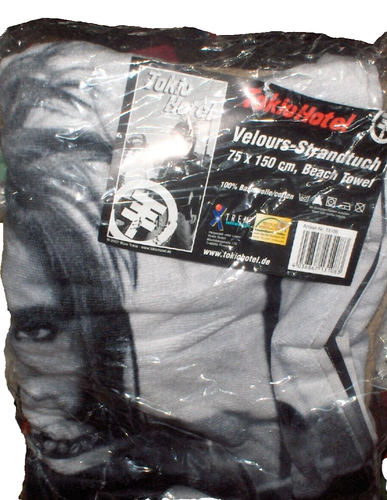 Tokio Hotel Strandtuch ca.75x150cm Musik Bandfoto schwarz-Neu,OVP,Lizenzware