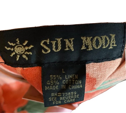 Vestido Sun Moda Casa de Playa Coral Floral Grande SS Cuello en V Lino Algodón Nuevo con etiquetas - Imagen 8 de 9