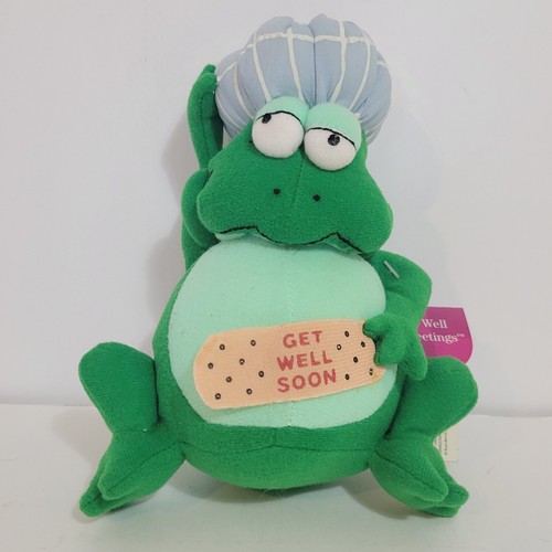 Get Well Soon Plush Frog w/ Bandage & Ice Pack Stuffed Animal Russ Brand VTG WT - Picture 1 of 8
