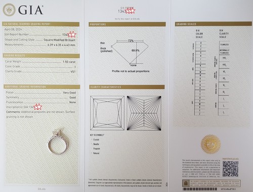 Princess Brilliant Cut Diamond Engagement Ring 2.22 ct 14K White Gold Rtl $15K - Picture 7 of 9