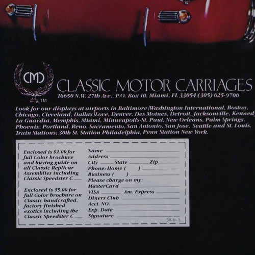 Porsche Speedster C Red Vintage 1982 Classic Motor Carriages Original Print Ad - Picture 5 of 5