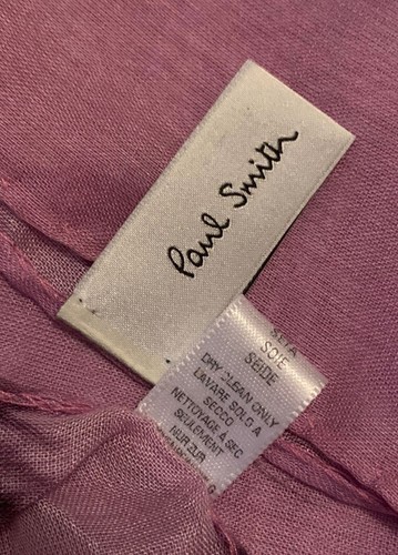 BUFANDA PAUL SMITH TONO LIGERO DE SEDA PÚRPURA/MEZCLA MODAL NUEVA CON ETIQUETAS MUY RARA - Imagen 3 de 11