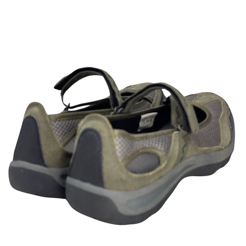 Lands' End Mary Jane Shoe Green Gray Mesh Leather Hiking Walking Water Womens 8D - Picture 5 of 12