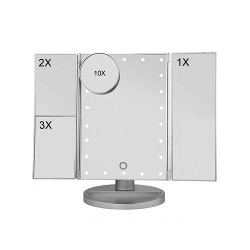 US USB LED Tri-Fold 2X 3X 10X Magnifying Makeup Mirror Touch Screen Standing - Picture 7 of 9
