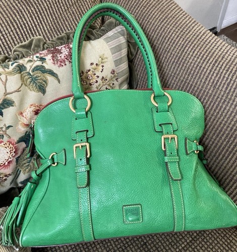 Dooney Bourke Grass or Kelly Green Florentine Leather Domed Satchel Large Bag